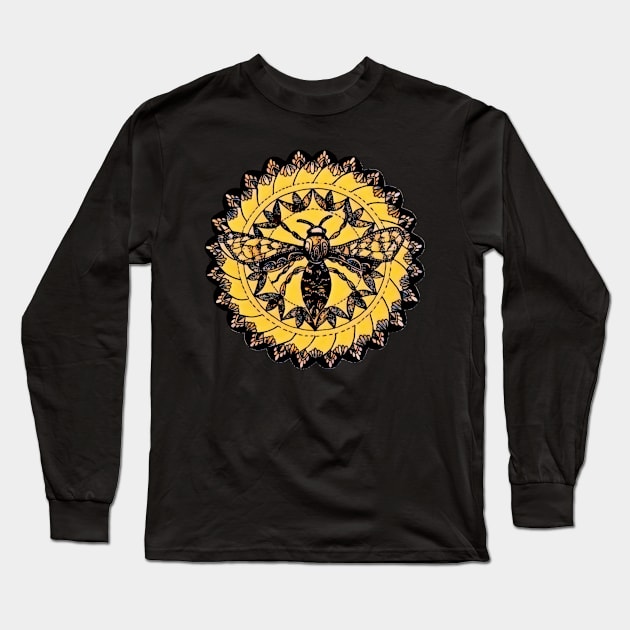 Gothic Moth Dark Black Magic Abstract Mandala Art Long Sleeve T-Shirt by BrightShadow